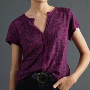 Anthropologie Purple Spliced-Neck Tee